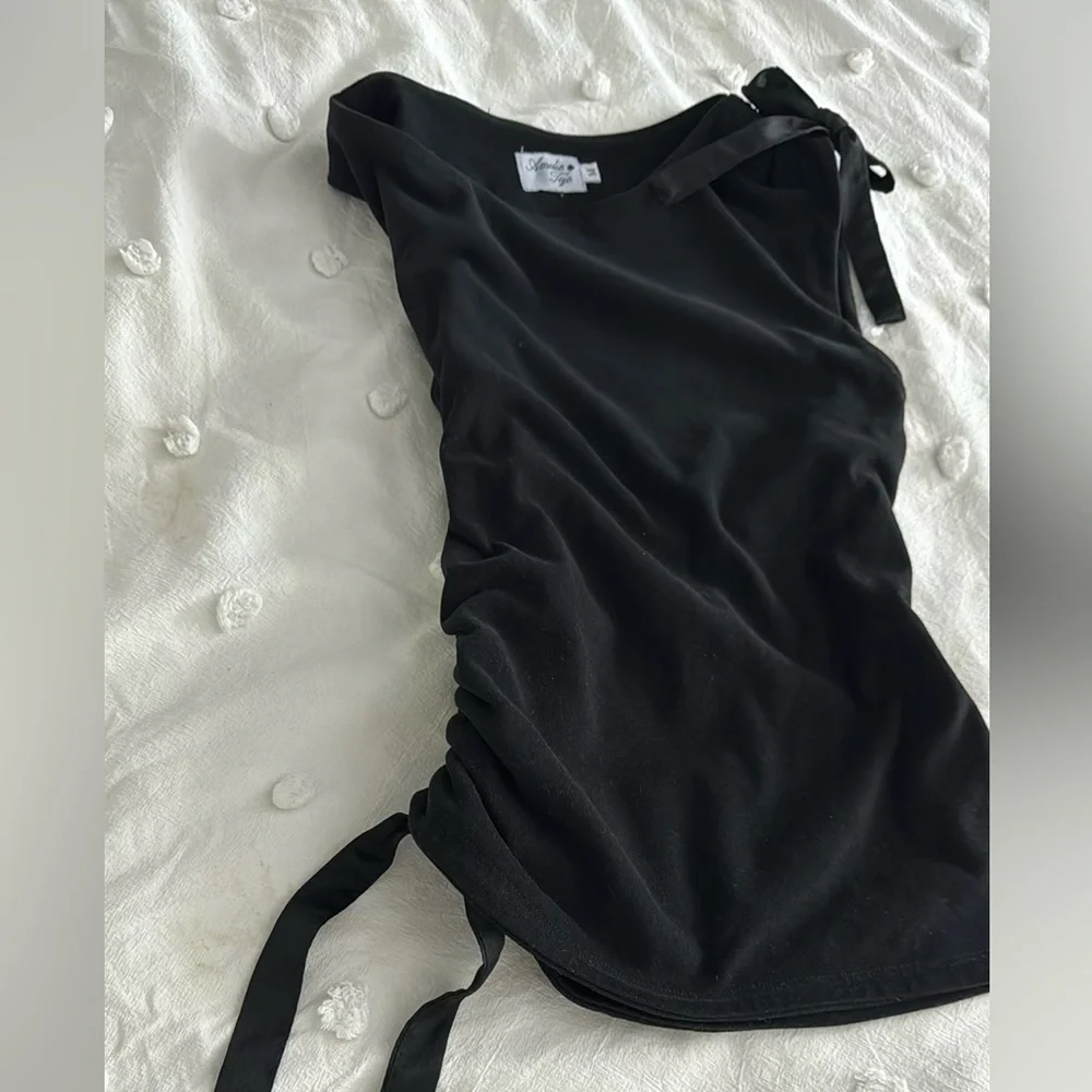 Amelie Teje Ribbon Top Noir - Picture 3 of 10